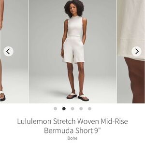 🔥Lululemon Stretch Woven Mid-Rise Bermuda Shorts 9”in BONE EUC size Small